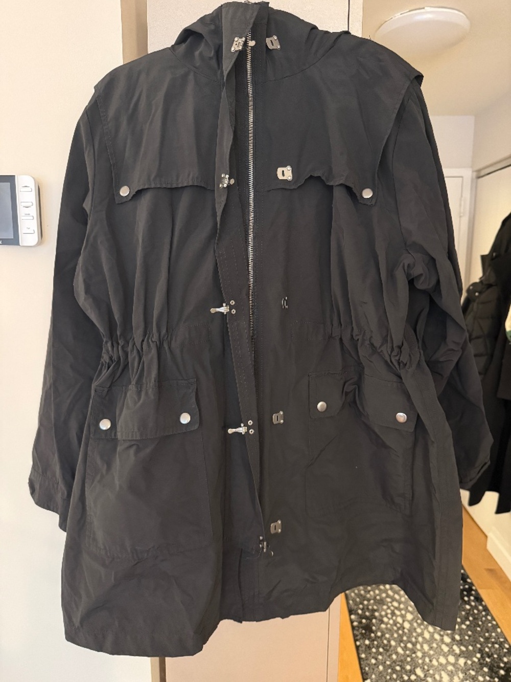 JCrew Lightweight Rain Utility Jacket Women XXL Full Zip Latch Closure Hooded